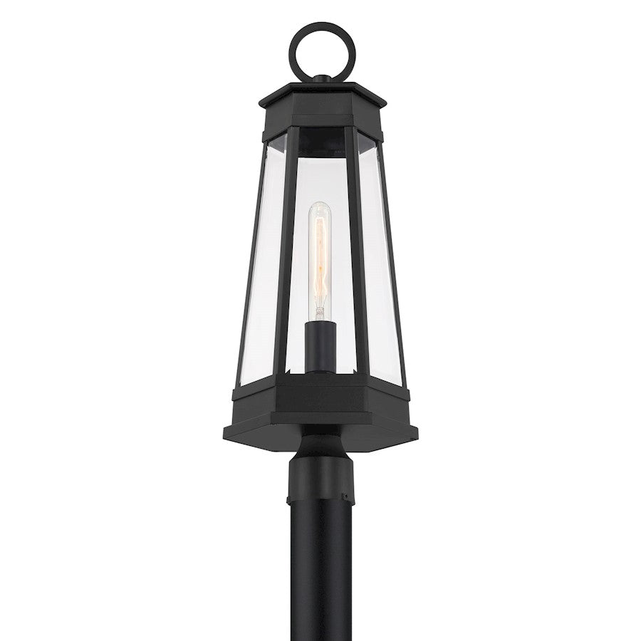 Savoy House Payne 1Lt Outdoor Post Lantern, Matte Black/Clear Beveled