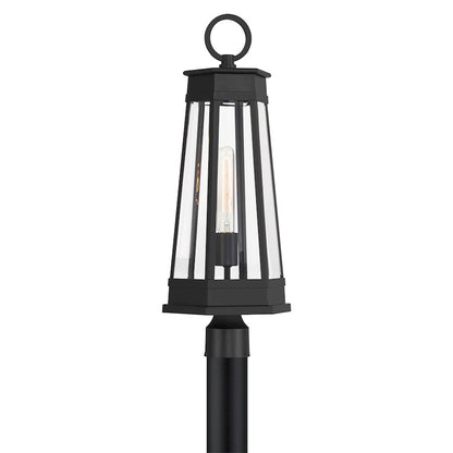 Savoy House Payne 1Lt Outdoor Post Lantern, Matte Black/Clear Beveled