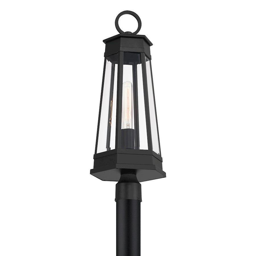 Savoy House Payne 1Lt Outdoor Post Lantern, Matte Black/Clear Beveled