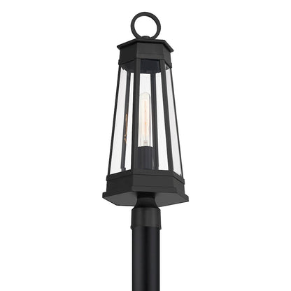 Savoy House Payne 1Lt Outdoor Post Lantern, Matte Black/Clear Beveled