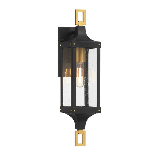 Savoy House Glendale 1Lt 21" Outdoor Wall Lantern, Black/Brass - 5-275-144