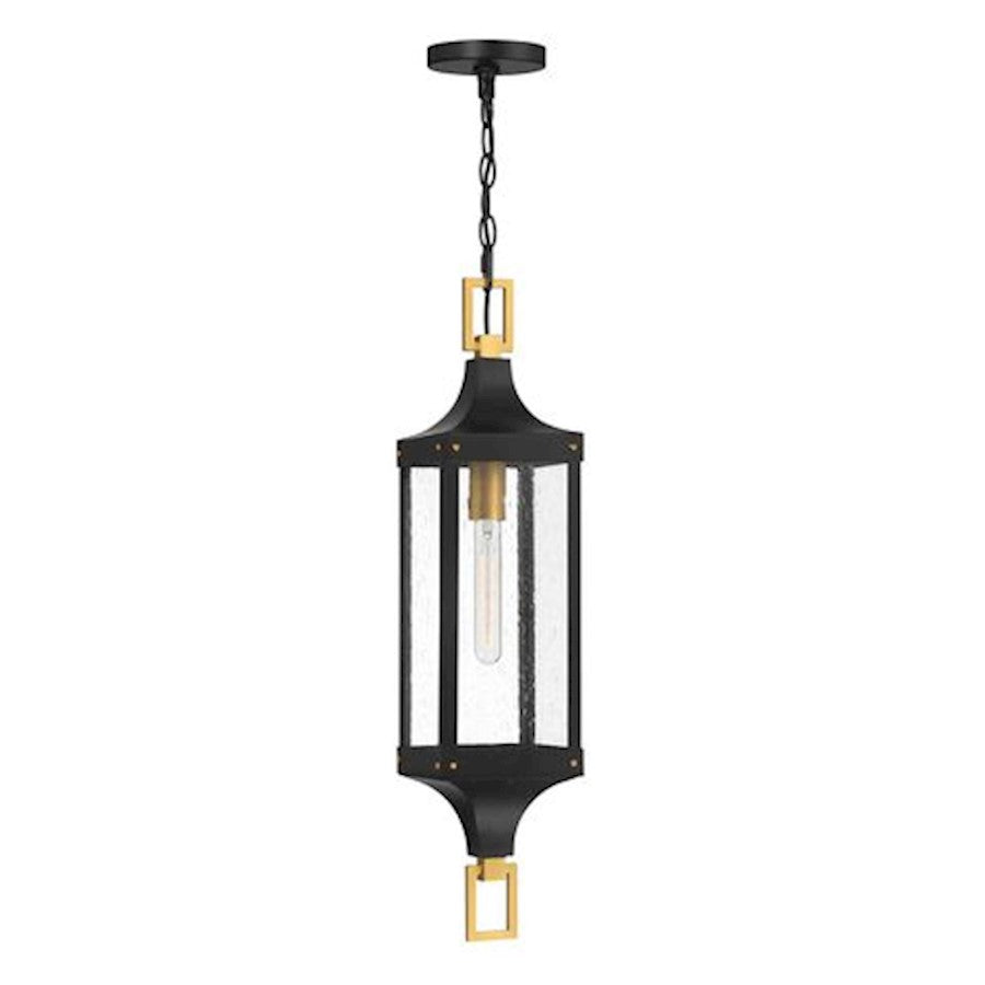 Savoy House Glendale 1Lt Outdoor Hanging Lantern, Black/Brass - 5-277-144