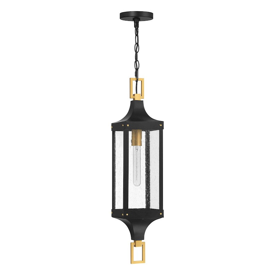 Savoy House Glendale 1Lt Outdoor Hanging Lantern, Black/Brass/Seeded