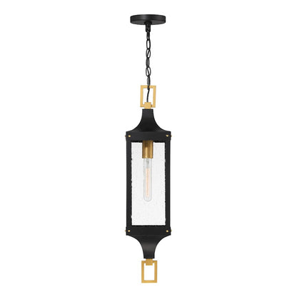 Savoy House Glendale 1Lt Outdoor Hanging Lantern, Black/Brass/Seeded