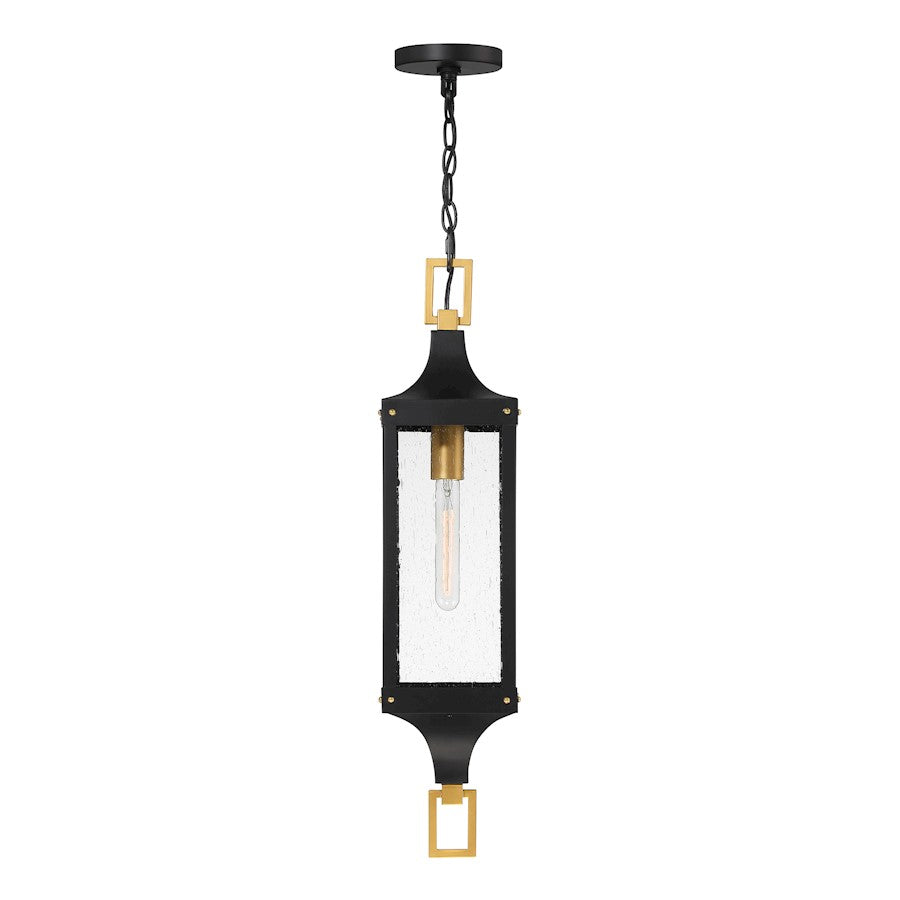 Savoy House Glendale 1Lt Outdoor Hanging Lantern, Black/Brass