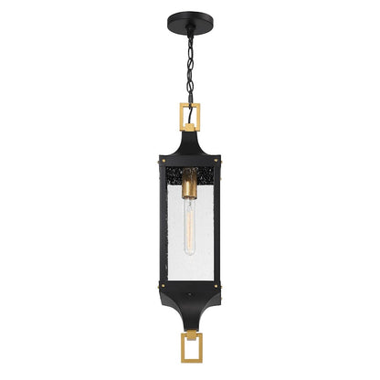 Savoy House Glendale 1Lt Outdoor Hanging Lantern, Black/Brass/Seeded