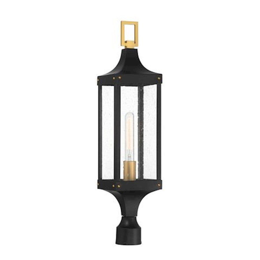 Savoy House Glendale 1Lt Outdoor Post Lantern, Black/Brass/Seeded