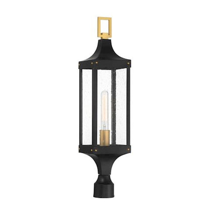 Savoy House Glendale 1Lt Outdoor Post Lantern, Black/Brass/Seeded