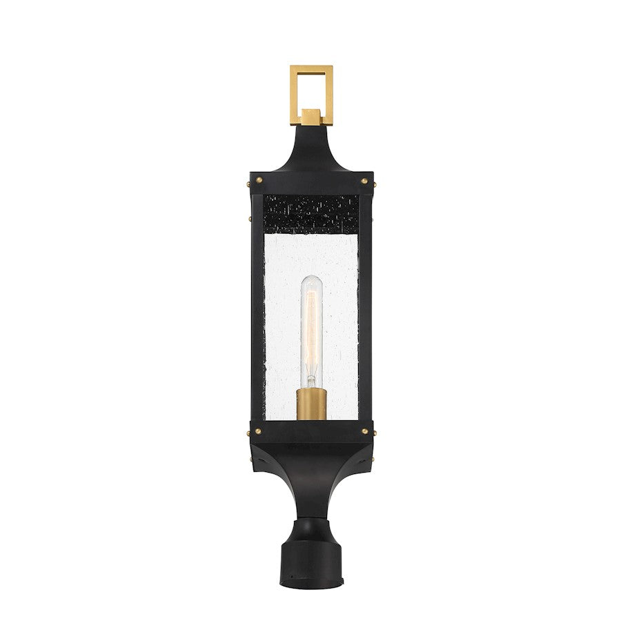 Savoy House Glendale 1Lt Outdoor Post Lantern, Black/Brass