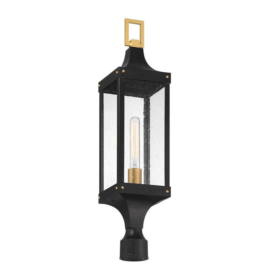 Savoy House Glendale 1Lt Outdoor Post Lantern, Black/Brass