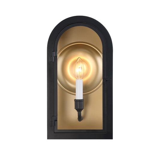 Savoy House Grotto 1Lt Outdoor Wall Lantern, Black/Gold/Clear