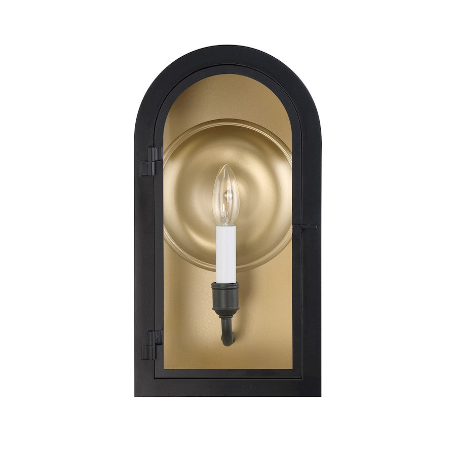 Savoy House Grotto 1Lt Outdoor Wall Lantern, Black/Gold/Clear