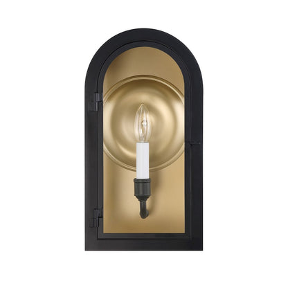 Savoy House Grotto 1Lt Outdoor Wall Lantern, Black/Gold/Clear