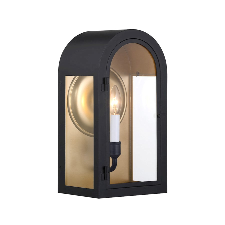 Savoy House Grotto 1Lt Outdoor Wall Lantern, Black/Gold/Clear