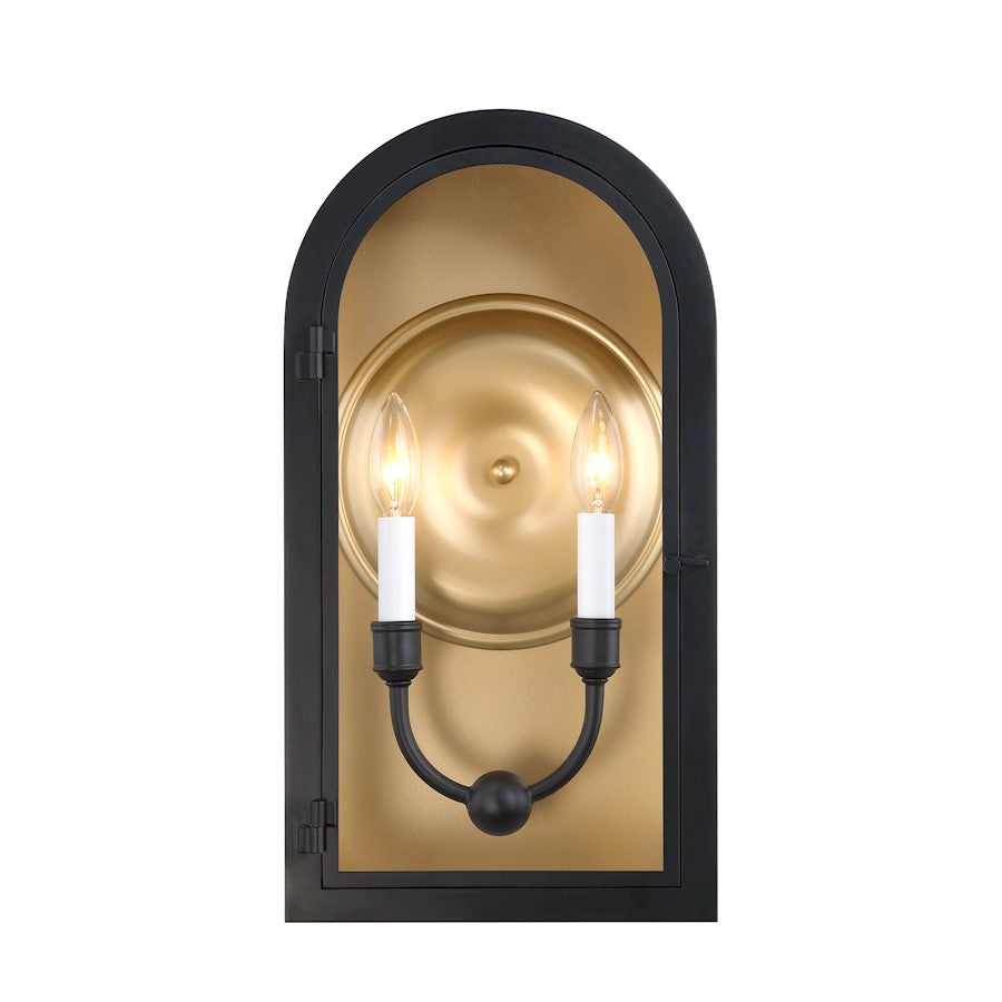 Savoy House Grotto 2Lt 19" Outdoor Wall Lantern, Black/Gold/Clear - 5-411-331