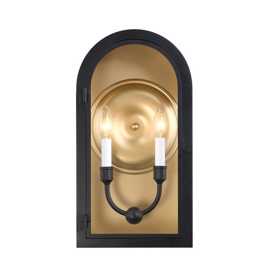 Savoy House Grotto 2Lt 19" Outdoor Wall Lantern, Black/Gold/Clear
