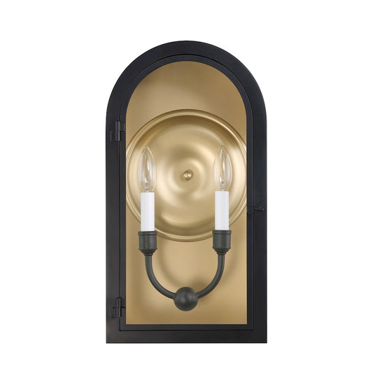 Savoy House Grotto 2Lt 19" Outdoor Wall Lantern, Black/Gold/Clear