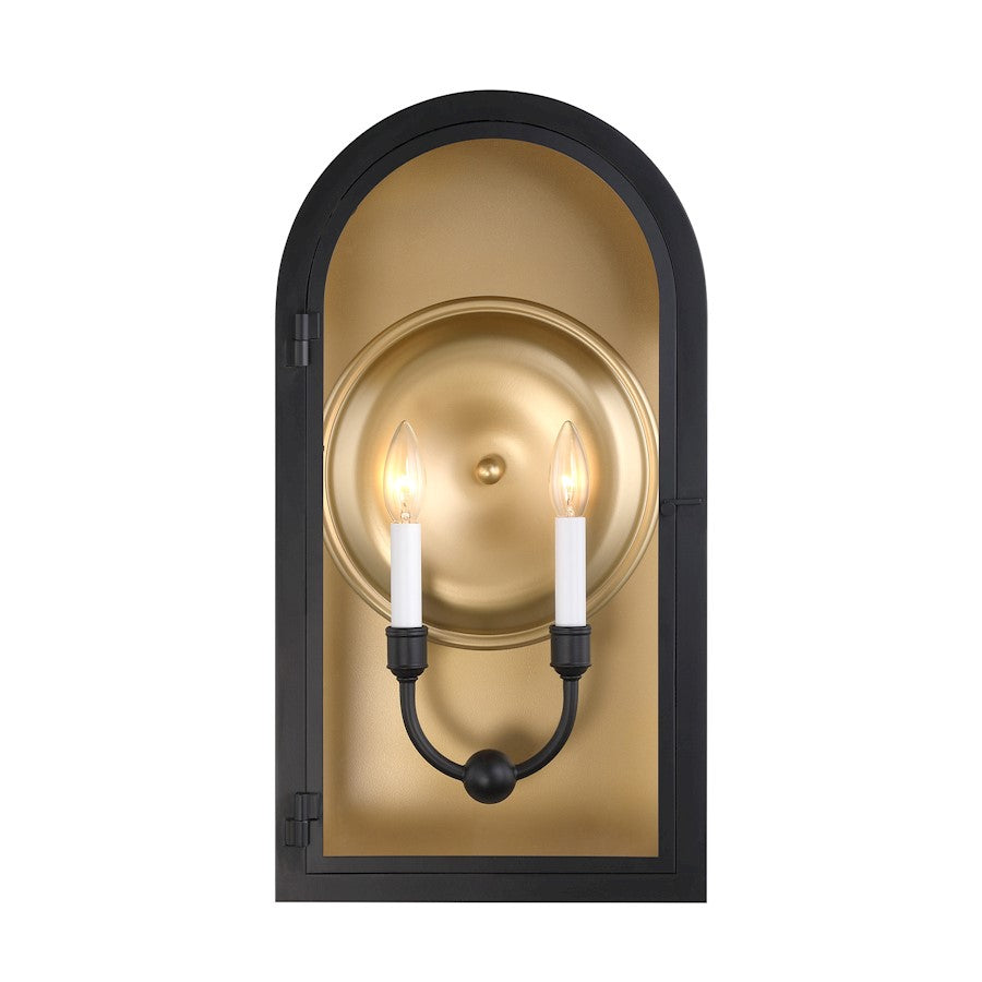 Savoy House Grotto 2Lt 23" Outdoor Wall Lantern, Black/Gold/Clear - 5-412-331