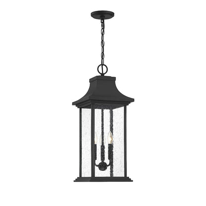 3 Light Outdoor Pendant, Matte Black