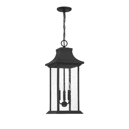 3 Light Outdoor Pendant, Matte Black