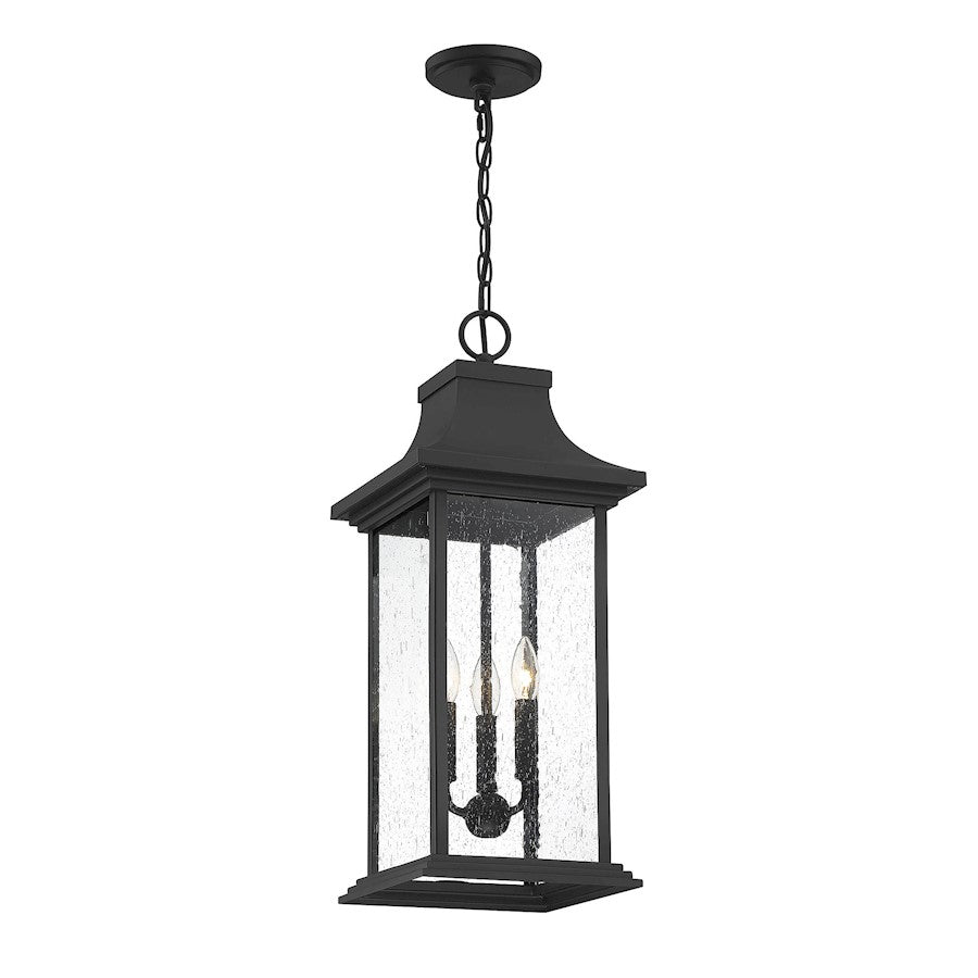 3 Light Outdoor Pendant, Matte Black