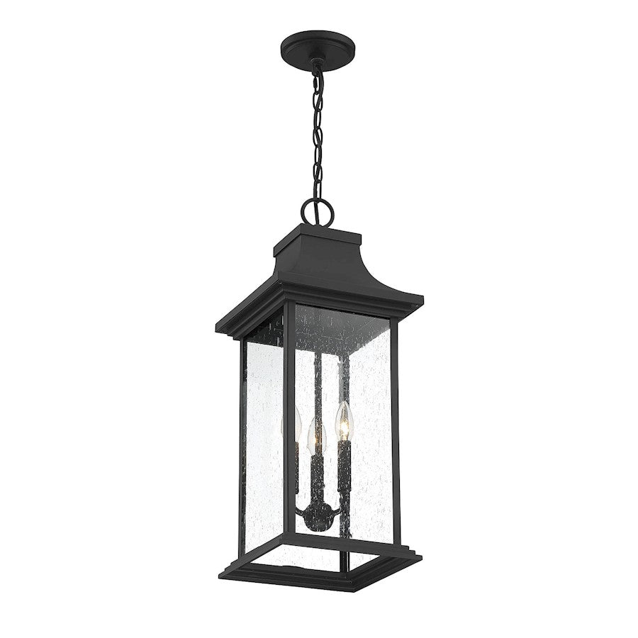 3 Light Outdoor Pendant, Matte Black