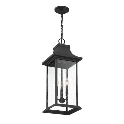 3 Light Outdoor Pendant, Matte Black