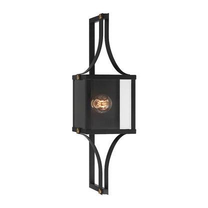 Savoy House Raeburn 1Lt 28" Outdoor Lantern, Black/Brass/Beveled - 5-472-144