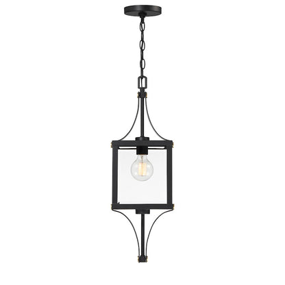 Savoy House Raeburn 1Lt Outdoor Hanging Lantern, Black/Brass