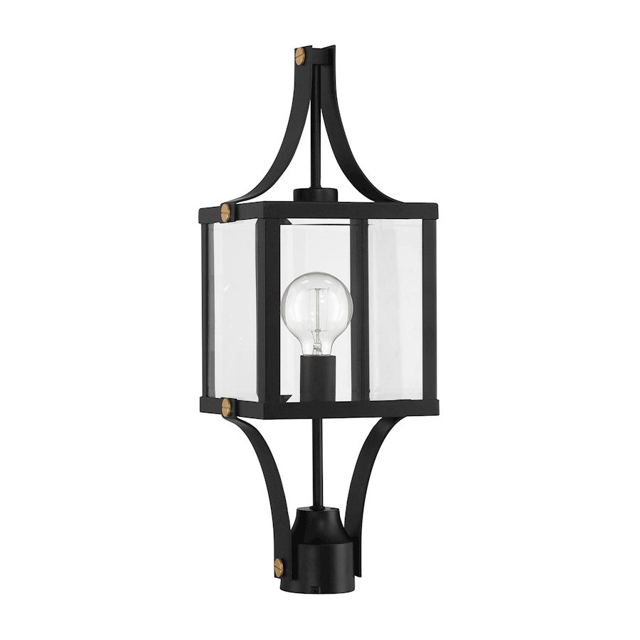 Savoy House Raeburn 1Lt Outdoor Post Lantern, Black/Brass/Beveled