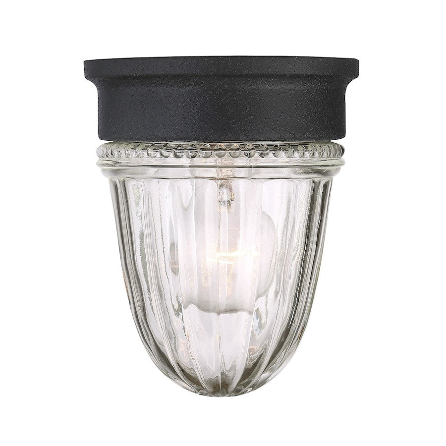 Savoy House Exterior Collection 1-Light Jelly Jar Flush Mount, Black