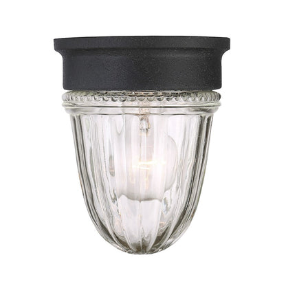 Savoy House Exterior Collection 1-Light Jelly Jar Flush Mount, Black