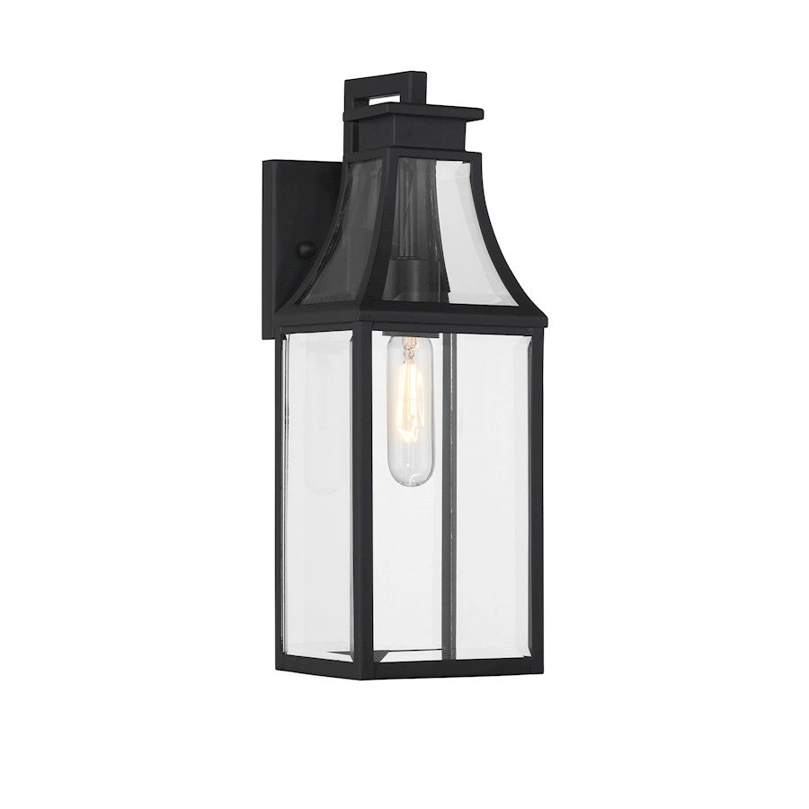 Savoy House Emery 1Lt 16" Outdoor Wall Lantern, Black/Clear Beveled - 5-605-BK