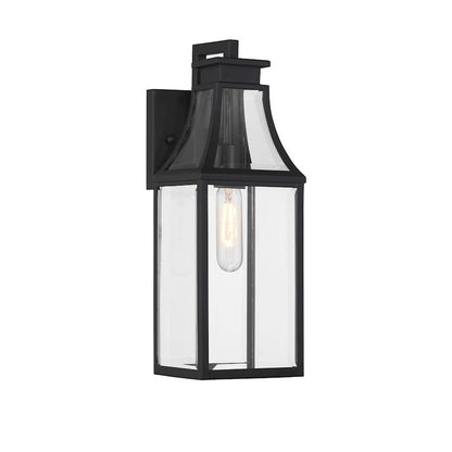 Savoy House Emery 1Lt 16" Outdoor Wall Lantern, Black/Clear Beveled - 5-605-BK