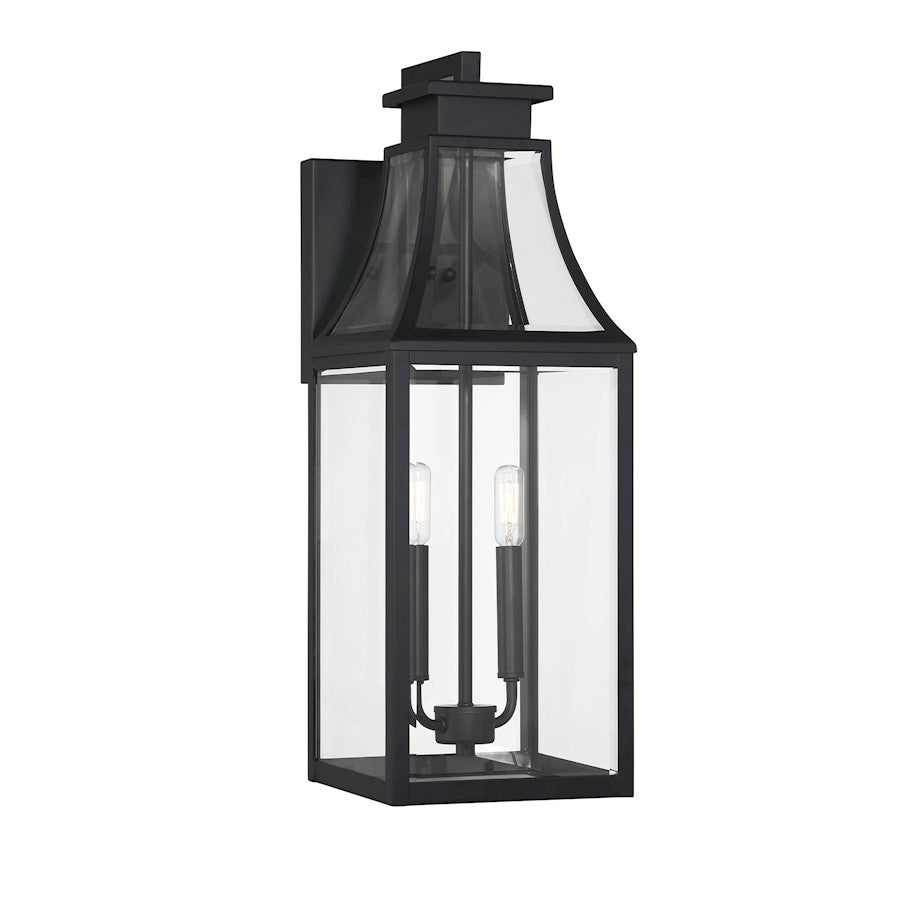 Savoy House Emery 2Lt Outdoor Wall Lantern, Matte Black/Clear Beveled - 5-607-BK