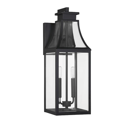 Savoy House Emery 2Lt Outdoor Wall Lantern, Matte Black/Clear Beveled