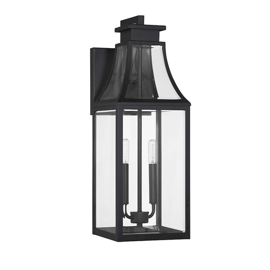 Savoy House Emery 2Lt Outdoor Wall Lantern, Matte Black/Clear Beveled