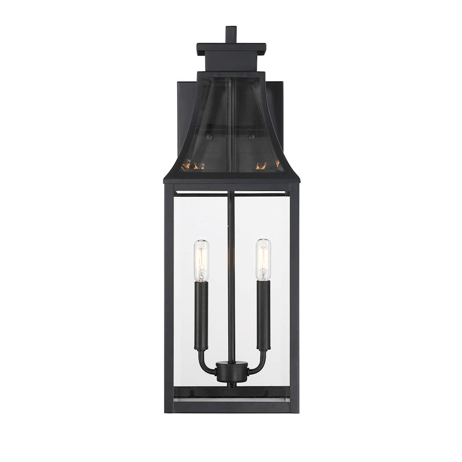 Savoy House Emery 2Lt Outdoor Wall Lantern, Matte Black/Clear Beveled