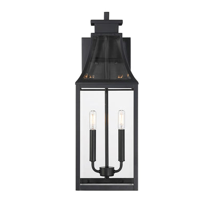Savoy House Emery 2Lt Outdoor Wall Lantern, Matte Black/Clear Beveled