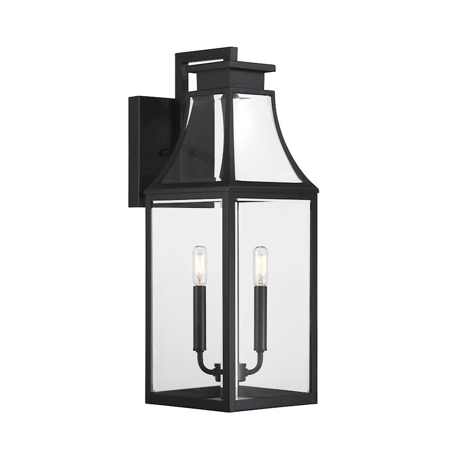 Savoy House Emery 2Lt Outdoor Wall Lantern, Matte Black/Clear Beveled