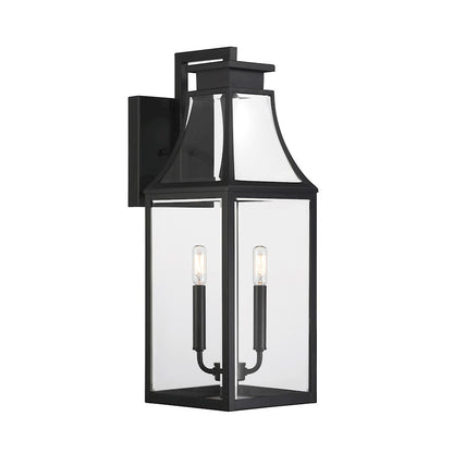 Savoy House Emery 2Lt Outdoor Wall Lantern, Matte Black/Clear Beveled