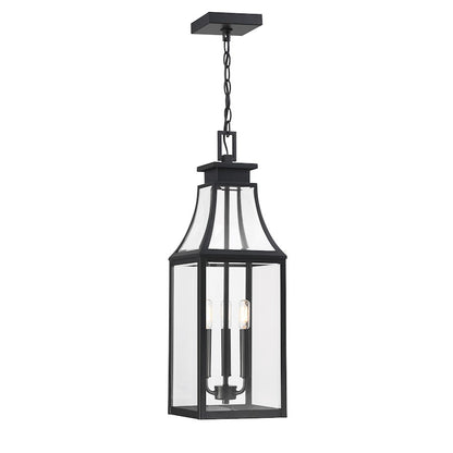 Savoy House Emery 3Lt Outdoor Hanging Lantern, Black/Clear Beveled - 5-608-BK
