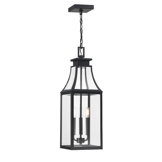 Savoy House Emery 3Lt Outdoor Hanging Lantern, Black/Clear Beveled
