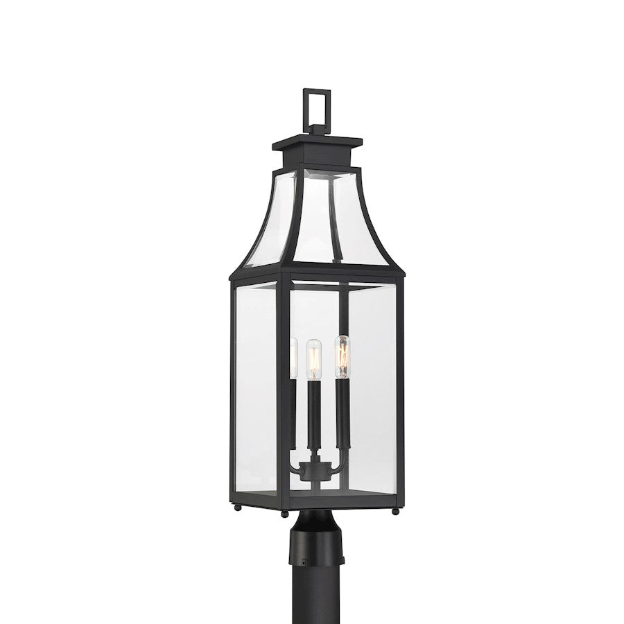 Savoy House Emery 3Lt Outdoor Post Lantern, Matte Black/Clear Beveled - 5-609-BK
