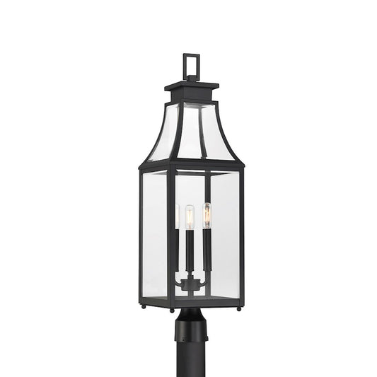 Savoy House Emery 3Lt Outdoor Post Lantern, Matte Black/Clear Beveled