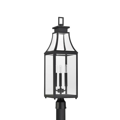 Savoy House Emery 3Lt Outdoor Post Lantern, Matte Black/Clear Beveled