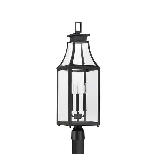 Savoy House Emery 3Lt Outdoor Post Lantern, Matte Black/Clear Beveled