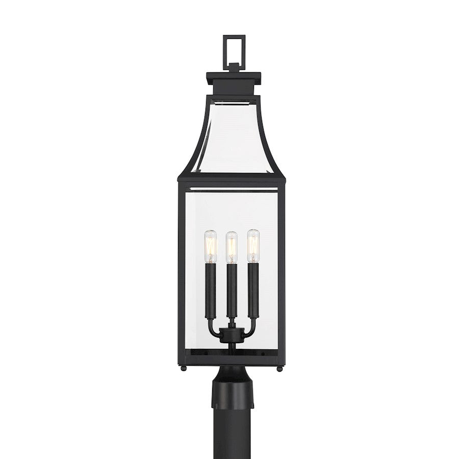 Savoy House Emery 3Lt Outdoor Post Lantern, Matte Black/Clear Beveled