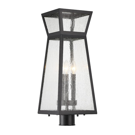 Savoy House Millford 3 Light Outdoor Post Lantern, Matte Black/Clear