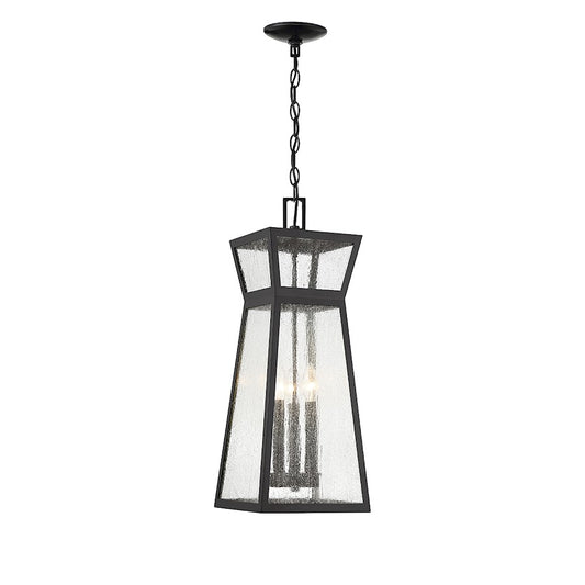 Savoy House Millford 3 Light Outdoor Hanging Lantern, Black/Clear